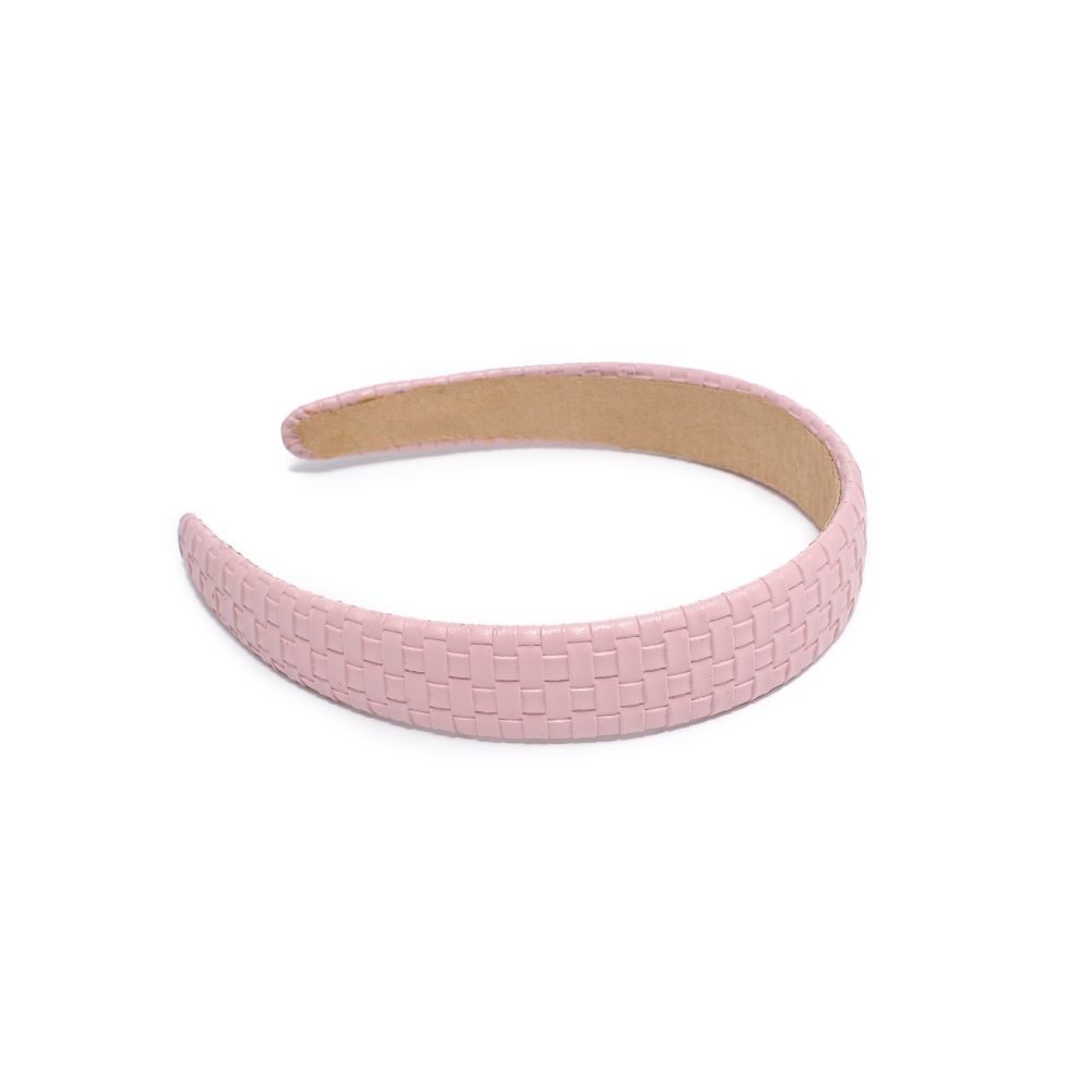 Product Image of Urban Expressions Embossed Woven Vegan Leather Headband Headband 818209014267 View 5 | Pink