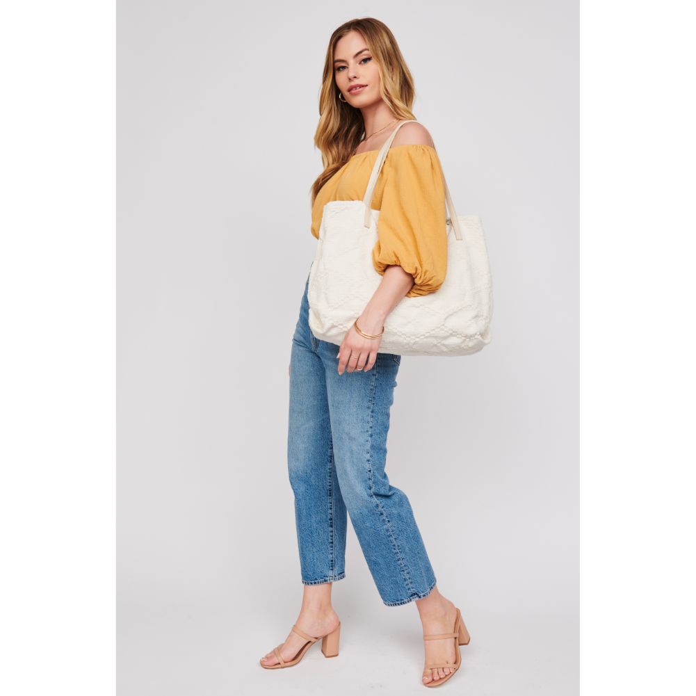 Woman wearing Cream Urban Expressions Lauren Tote 818209017916 View 3 | Cream