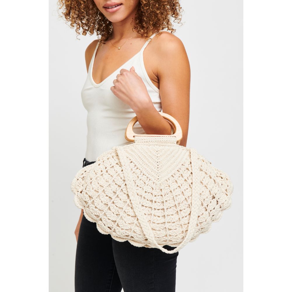 Woman wearing Ivory Urban Expressions Seychelles Tote 840611181749 View 1 | Ivory