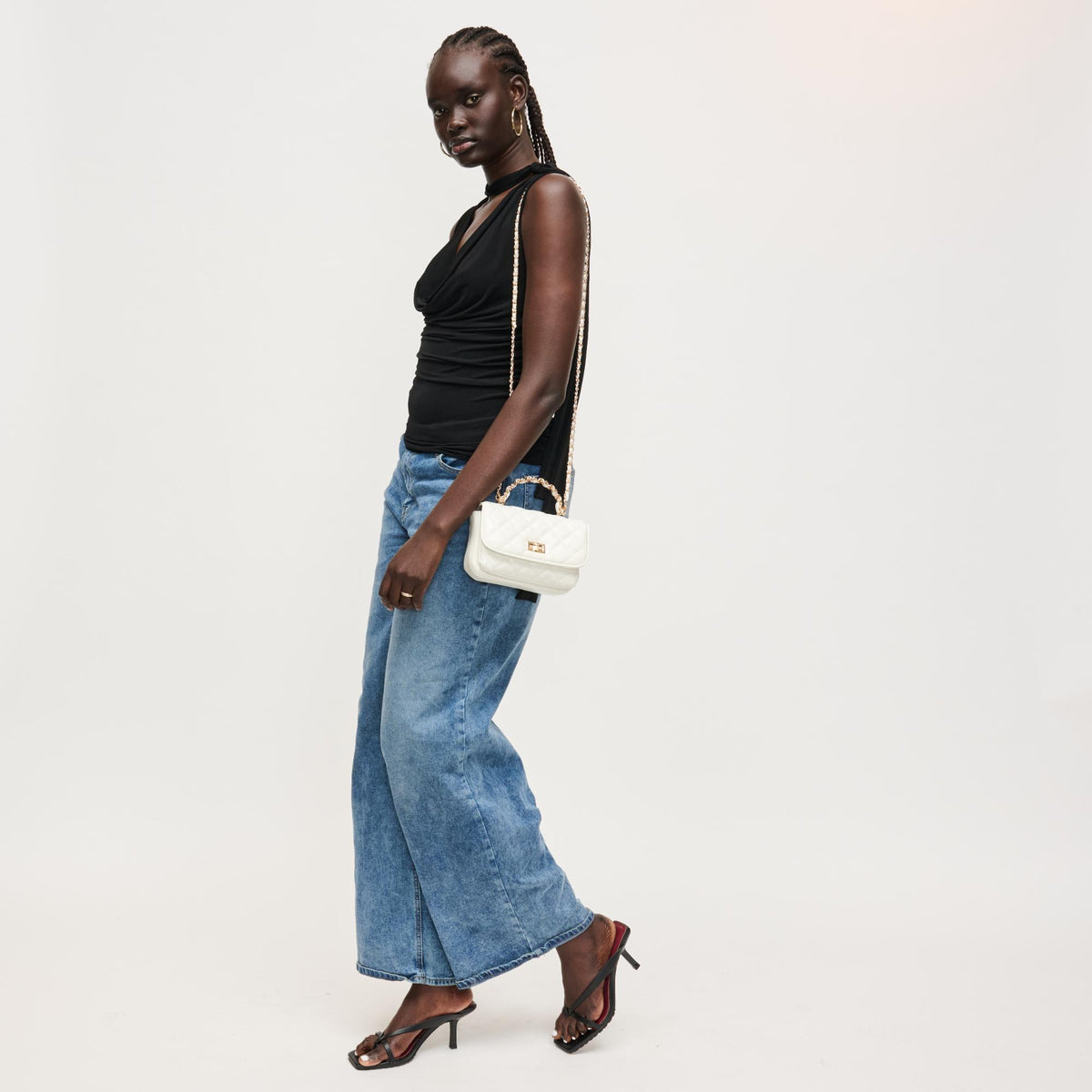 Woman wearing White Urban Expressions Leo Crossbody 840504205057 View 2 | White