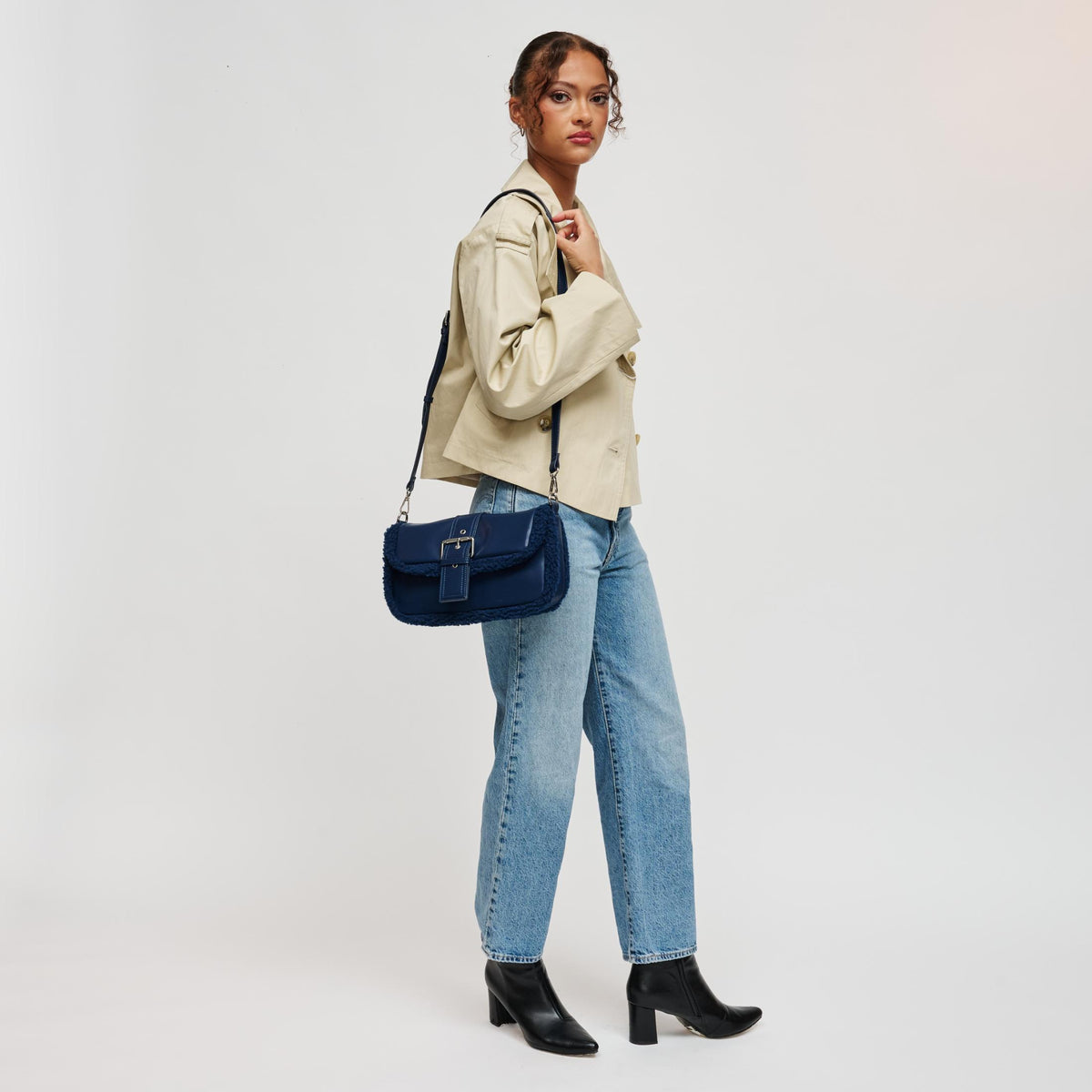 Woman wearing Midnight Urban Expressions Robby Shoulder Bag 840504212901 View 4 | Midnight