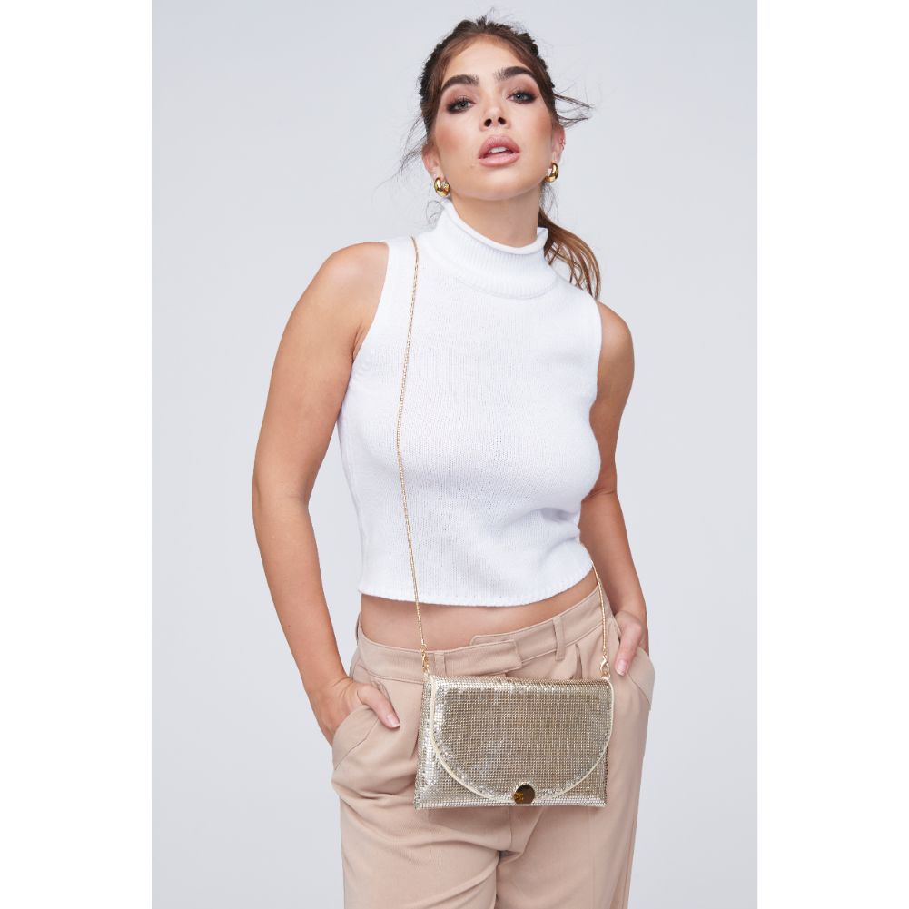 Woman wearing Gold Urban Expressions Febe Evening Bag 818209011396 View 2 | Gold
