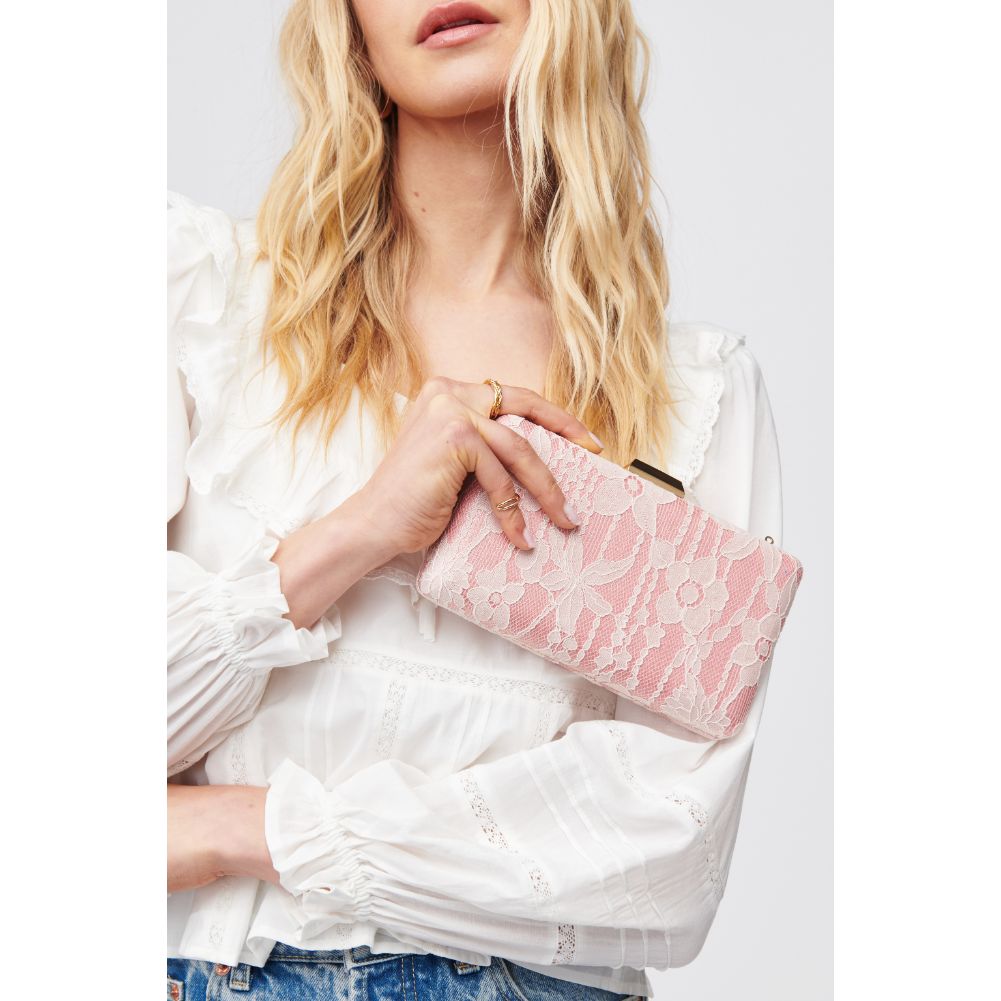 Woman wearing Rose Urban Expressions Azalea Minaudiere 818209016773 View 1 | Rose