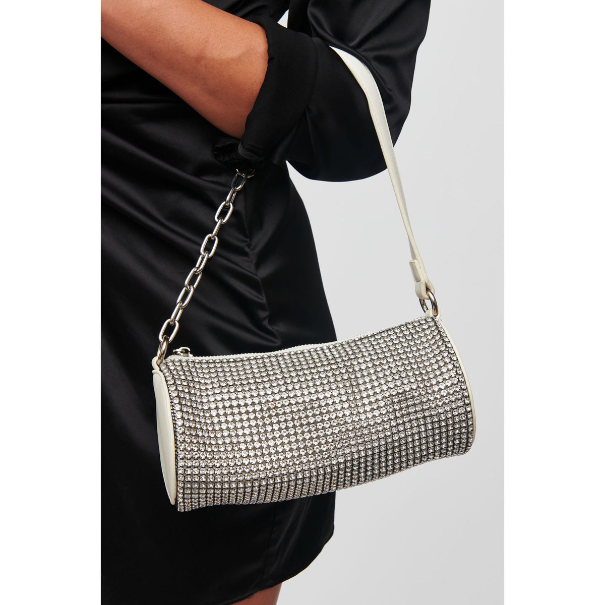Woman wearing White Urban Expressions Britney Evening Bag 818209012652 View 1 | White