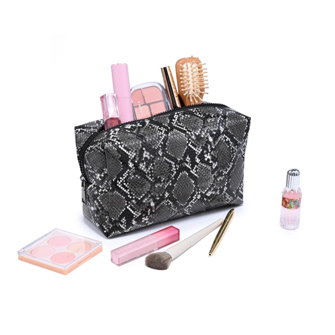Woman wearing Black White Urban Essentials Snake Charmer Cosmetic & Travel Organizer Pouch 840504210044 View 1 | Black White