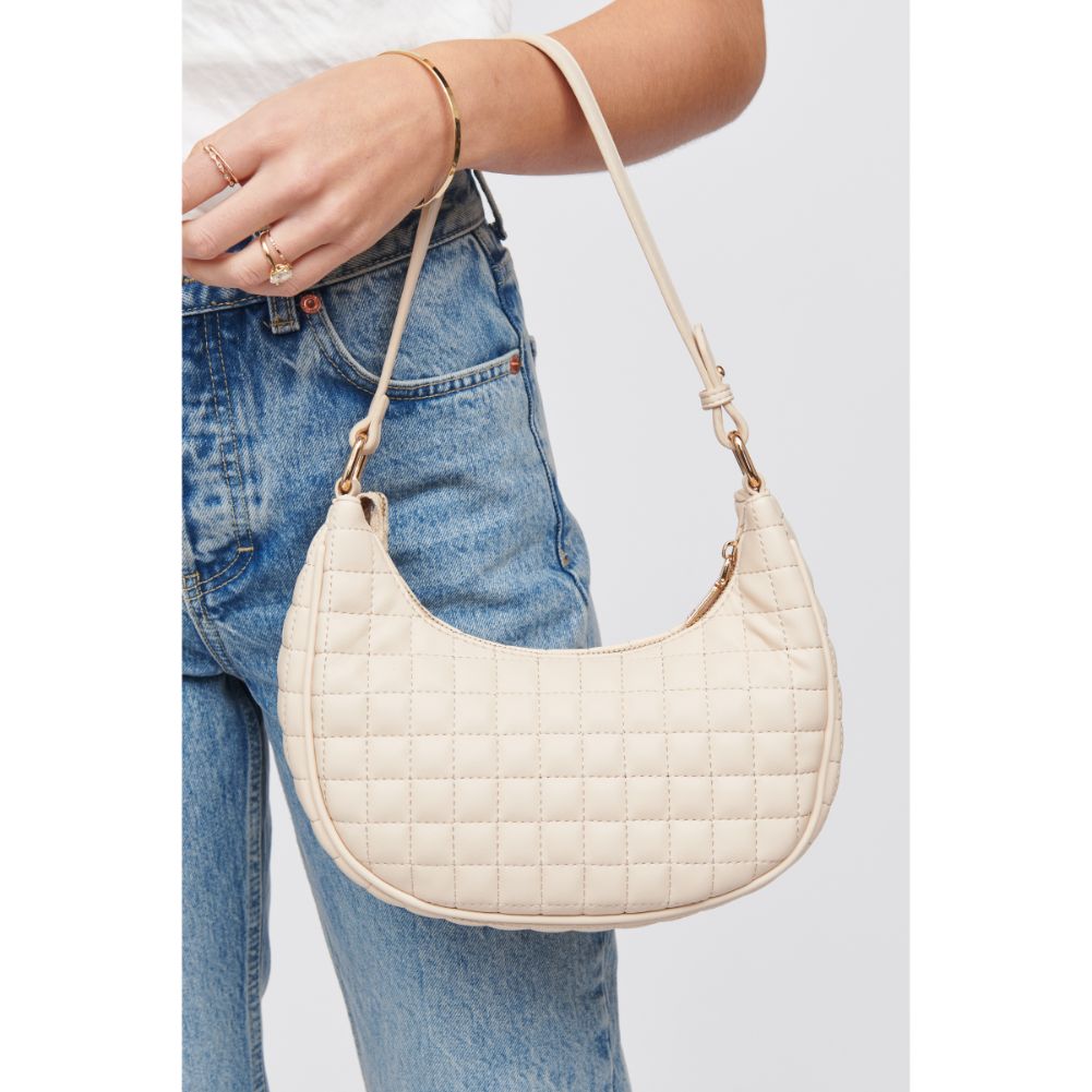 Woman wearing Cream Urban Expressions Sybil - Quilted Shoulder Bag 818209018784 View 1 | Cream