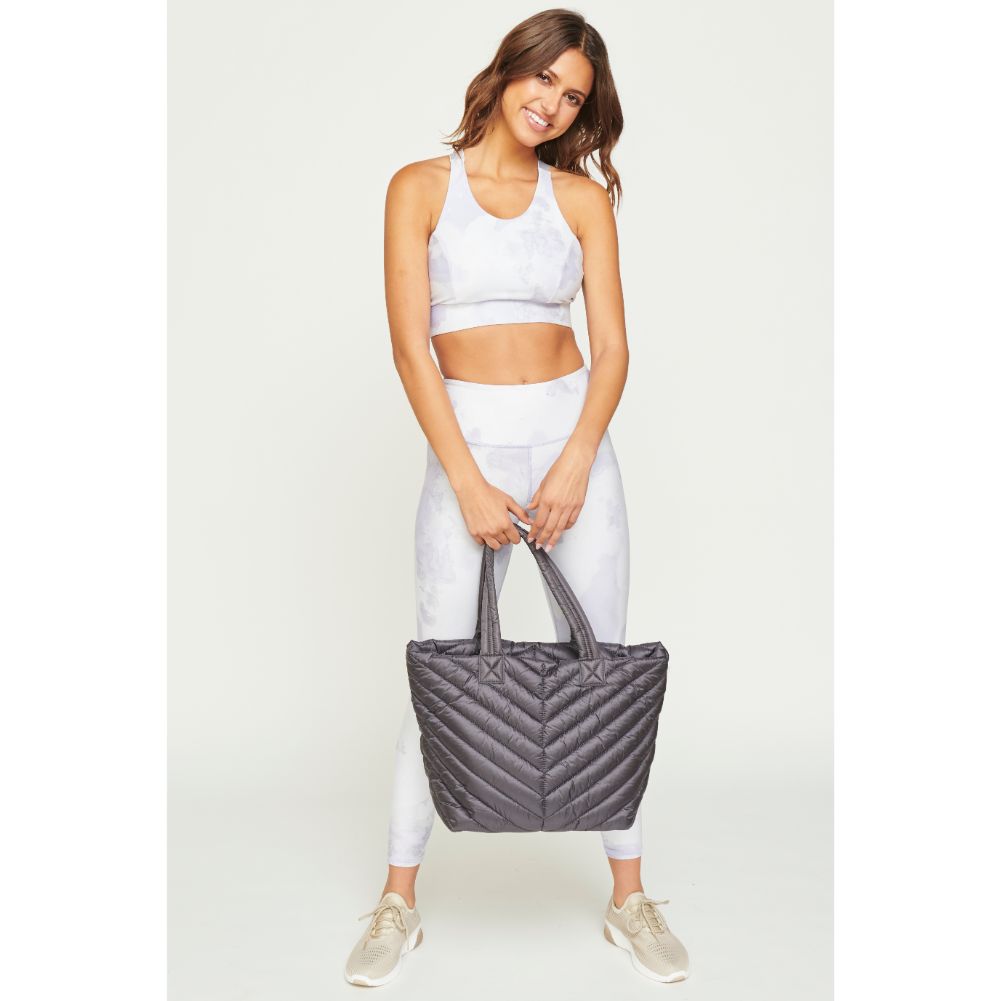 Woman wearing Grey Urban Expressions Kickoff Tote NA-840611162410 View 3 | Grey