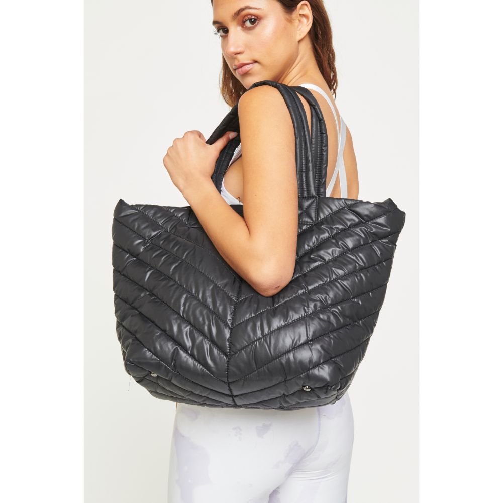 Woman wearing Black Urban Expressions Kickoff Tote NA-840611162403 View 4 | Black