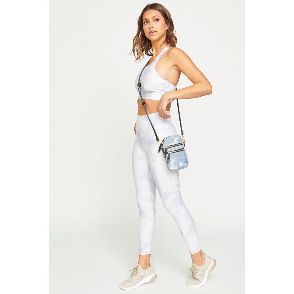 Woman wearing Slate Cloud Urban Expressions Evelyn Cell Phone Crossbody 840611182005 View 4 | Slate Cloud