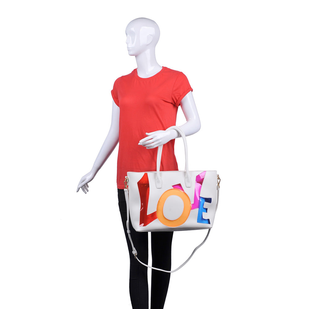 Product Image of Urban Expressions Love Tote 840611160683 View 5 | White