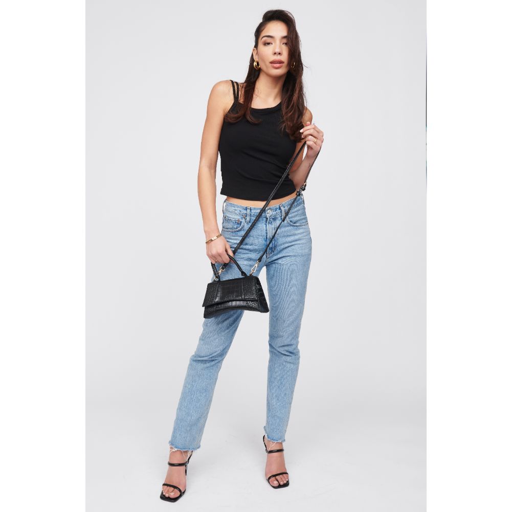 Woman wearing Black Urban Expressions Lucas - Croco Crossbody 818209018395 View 3 | Black