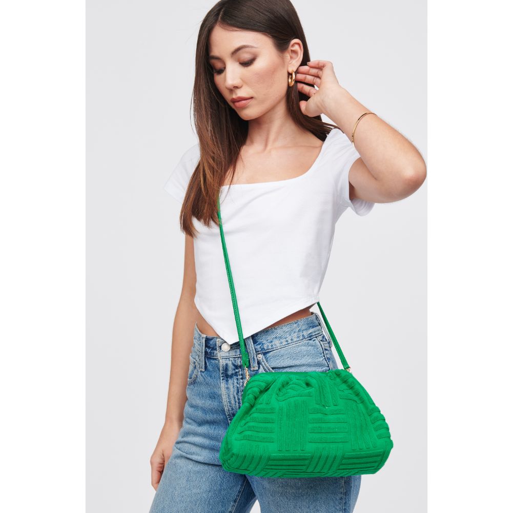 Woman wearing Kelly Green Urban Expressions Winnie Crossbody 840611100122 View 1 | Kelly Green