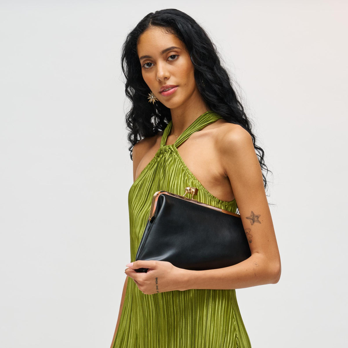Woman wearing Black Urban Expressions Helena Clutch 840504200137 View 4 | Black