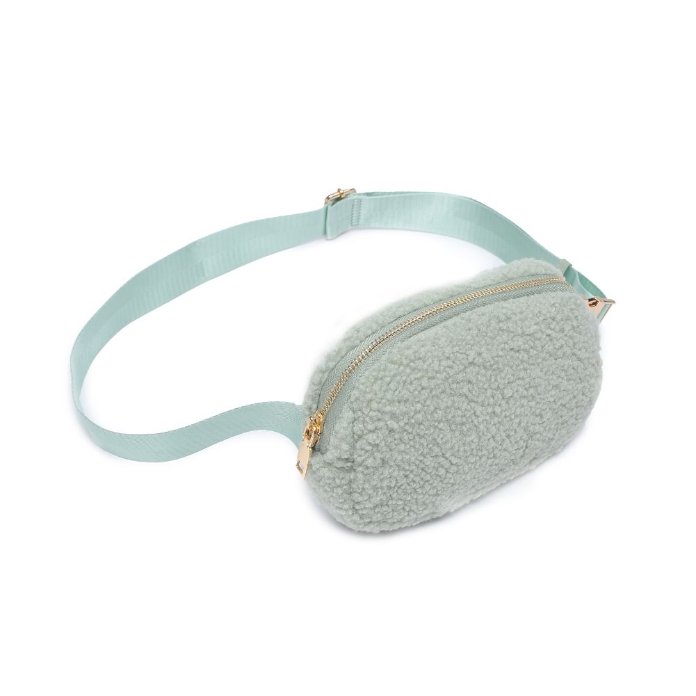 Woman wearing Sage Urban Expressions Santi Belt Bag 840611190468 View 6 | Sage