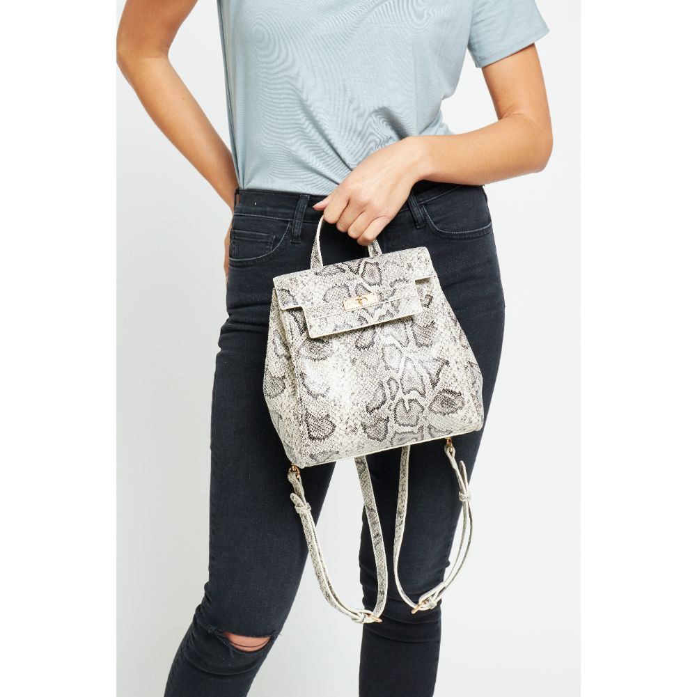 Woman wearing Black White Urban Expressions Turner Backpack 840611177018 View 3 | Black White