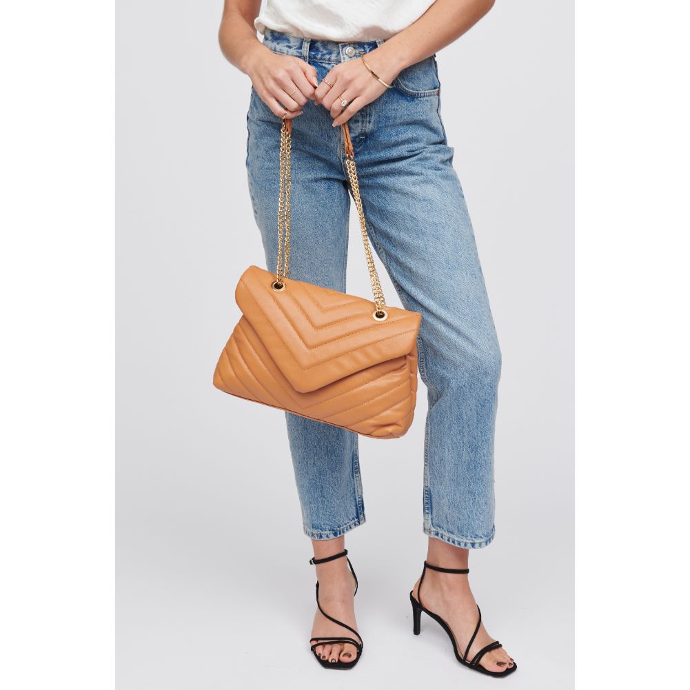 Woman wearing Tan Urban Expressions Ivy Crossbody 818209018449 View 2 | Tan