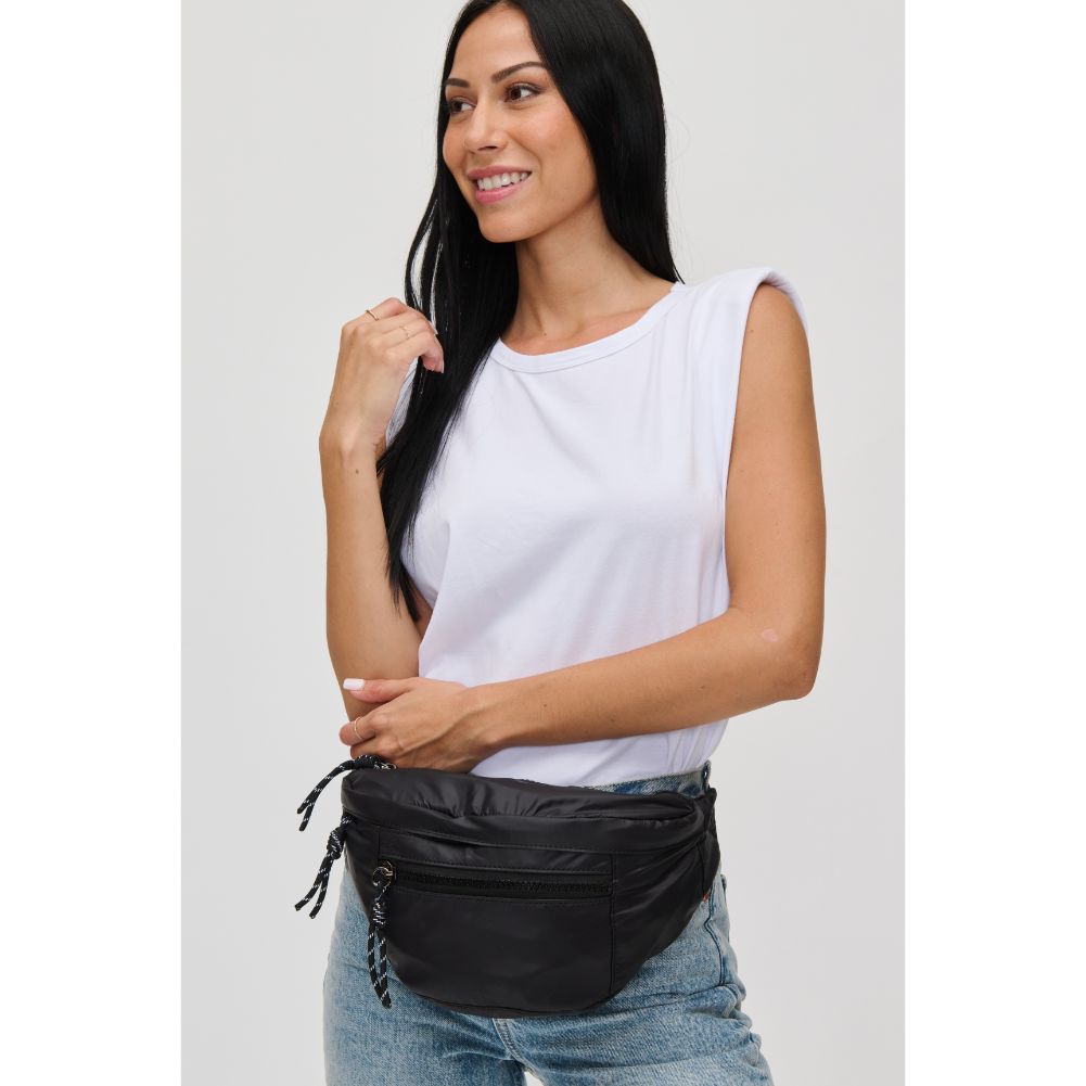 Woman wearing Black Urban Expressions Laurence - Nylon Belt Bag 840611114839 View 3 | Black