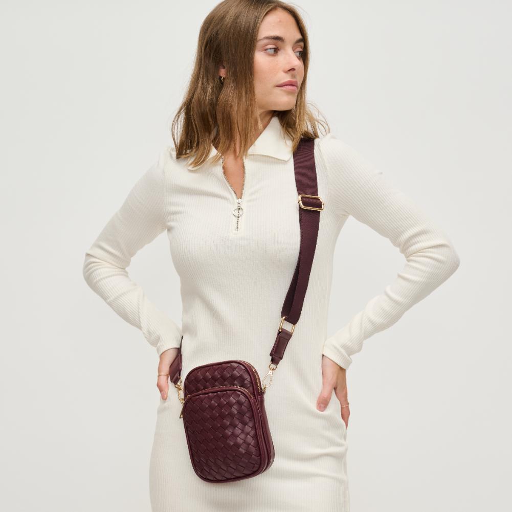 Woman wearing Wine Urban Expressions Celeste Crossbody 840611134691 View 2 | Wine