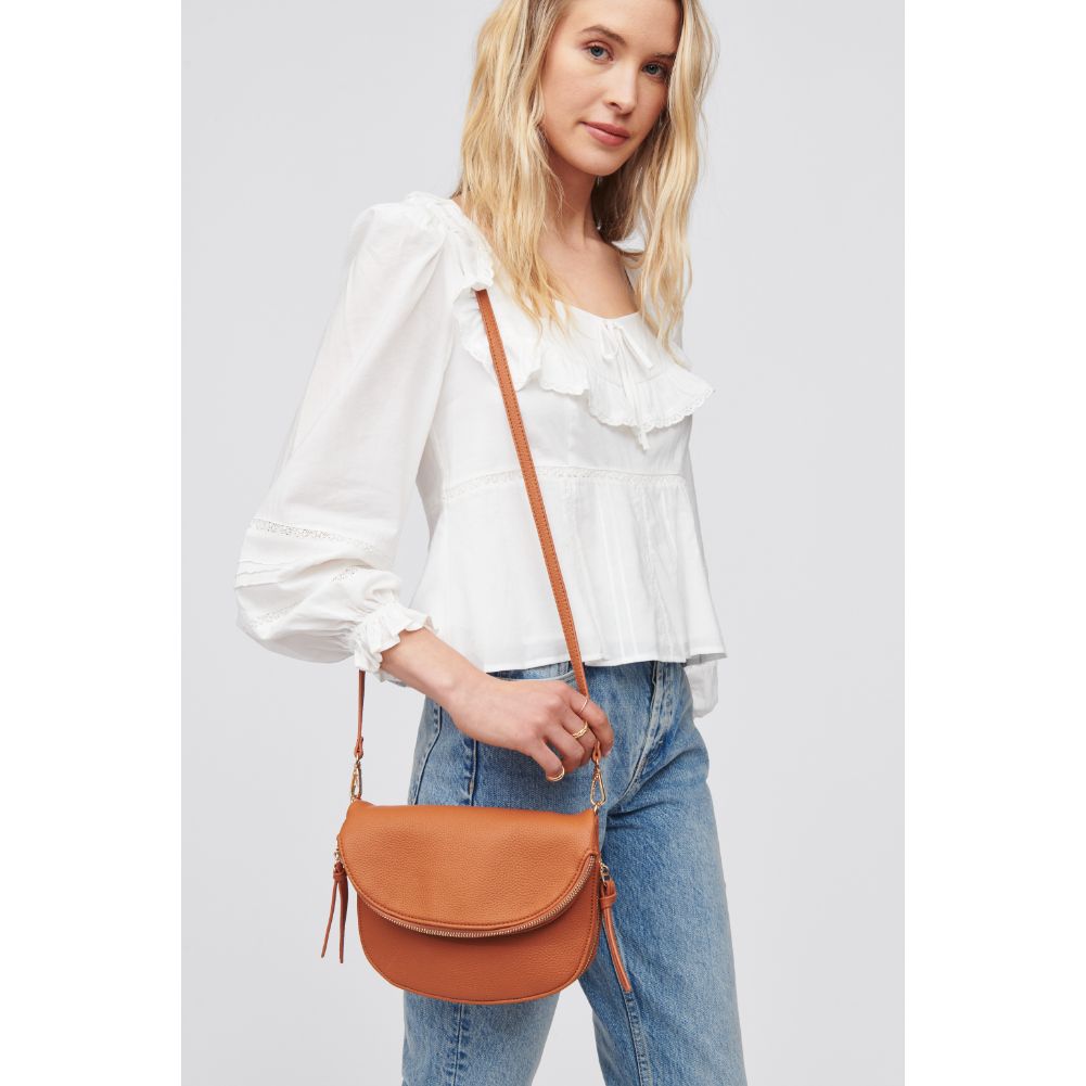 Woman wearing Tan Urban Expressions Holly Crossbody 818209015844 View 1 | Tan