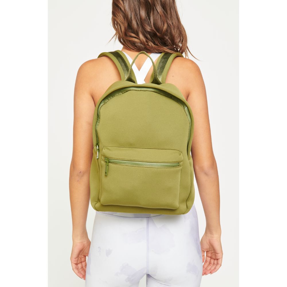 Woman wearing Light Olive Urban Expressions Declan Backpack 840611180803 View 1 | Light Olive