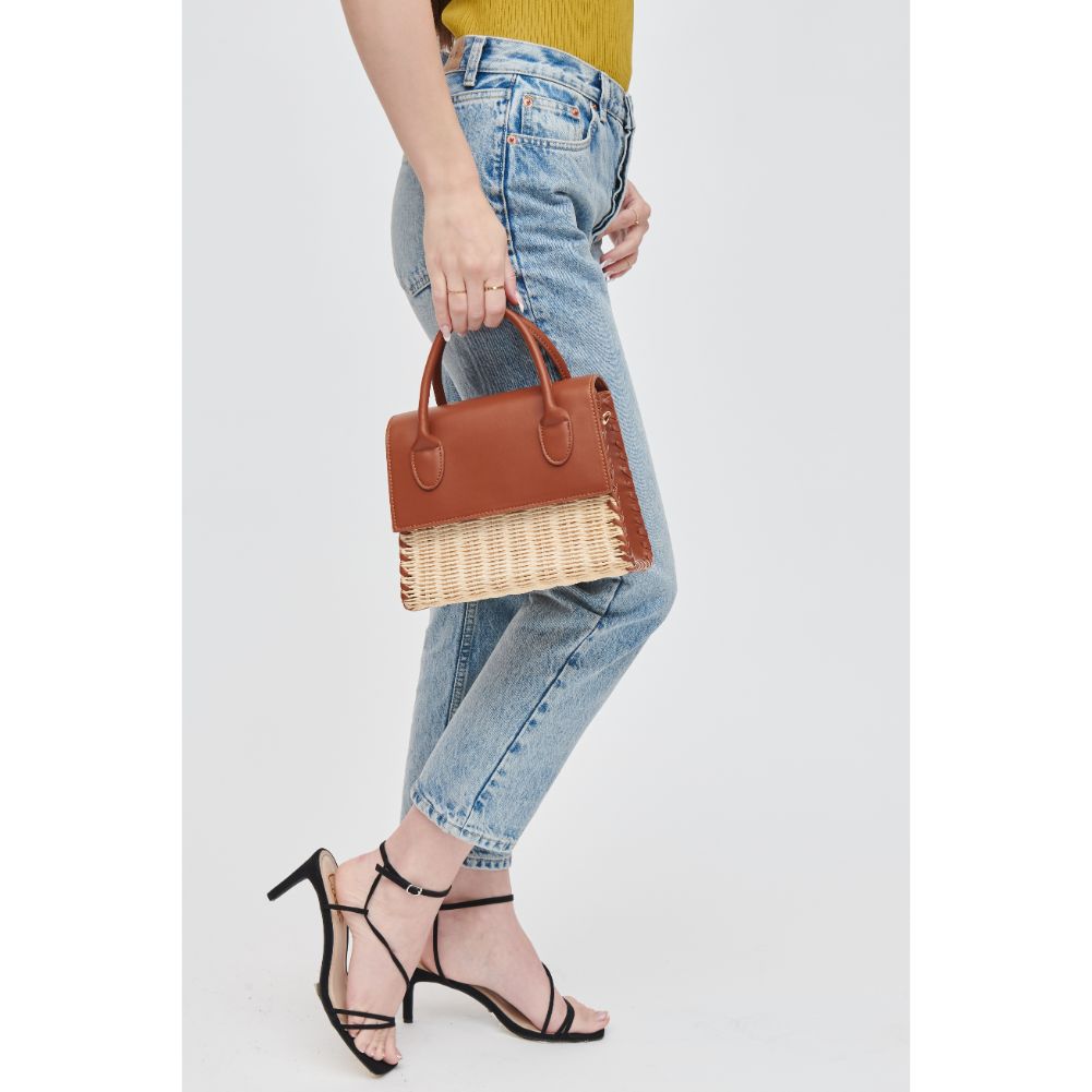 Woman wearing Cognac Urban Expressions Caspian Crossbody 840611106865 View 2 | Cognac