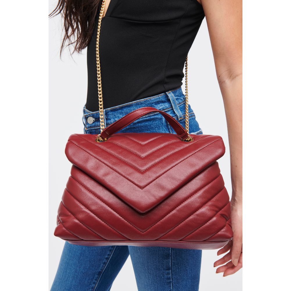 Woman wearing Merlot Urban Expressions Ivy Crossbody 840611185754 View 2 | Merlot