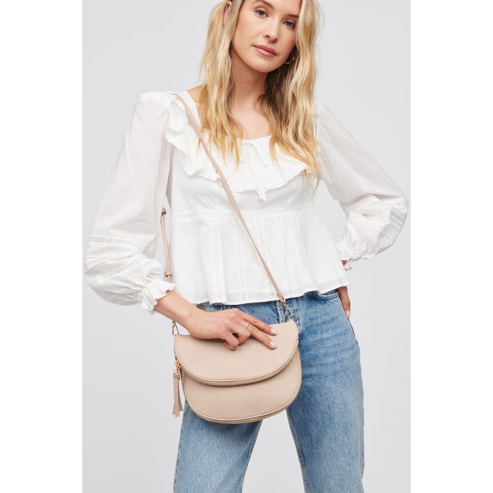 Woman wearing Almond Urban Expressions Holly Crossbody 818209015851 View 4 | Almond