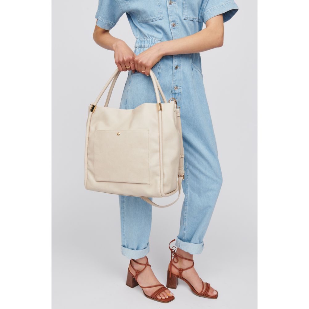 Woman wearing Cream Urban Expressions Deborah Tote 818209016810 View 2 | Cream