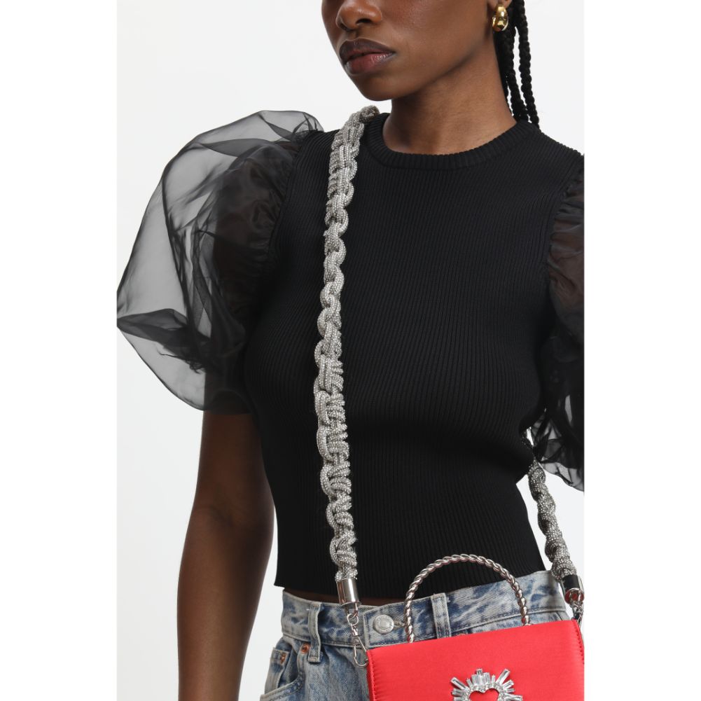 Woman wearing Silver Urban Expressions Sophia Shoulder Strap 840611116352 View 1 | Silver