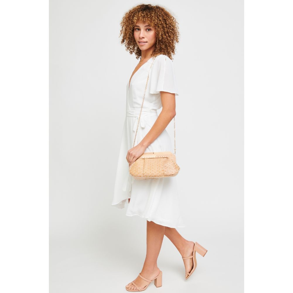 Woman wearing Tan Urban Expressions Echo Clutch 840611182142 View 4 | Tan