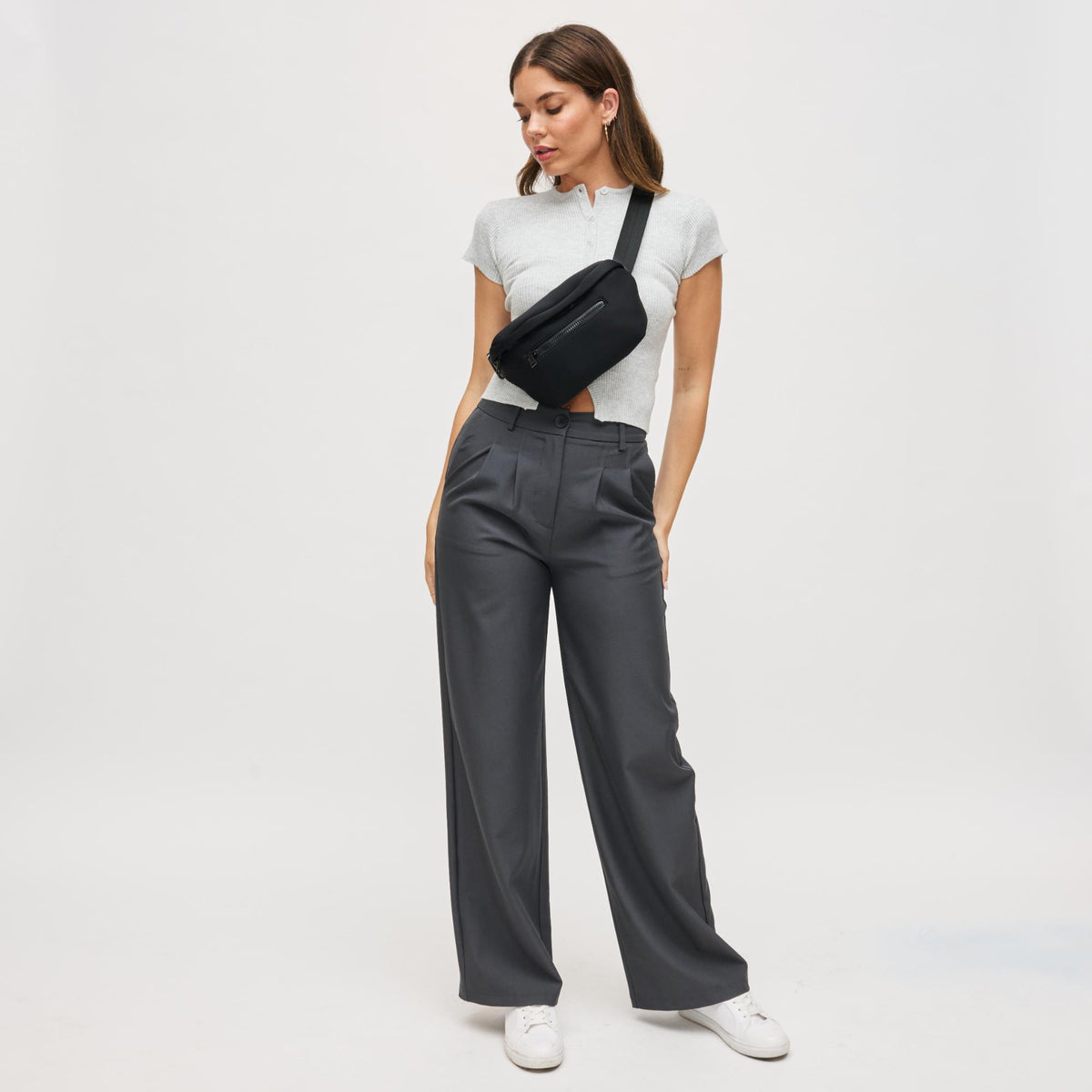Woman wearing Black Urban Expressions Celestine Belt Bag 840504200199 View 3 | Black