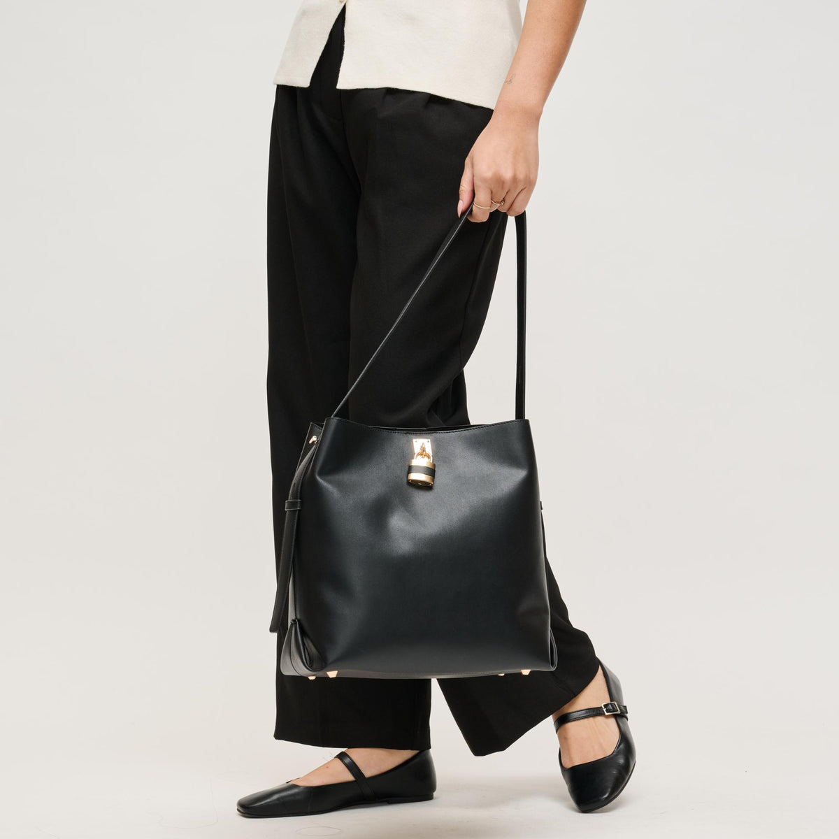Woman wearing Black Urban Expressions Caroline Hobo 840504208331 View 1 | Black