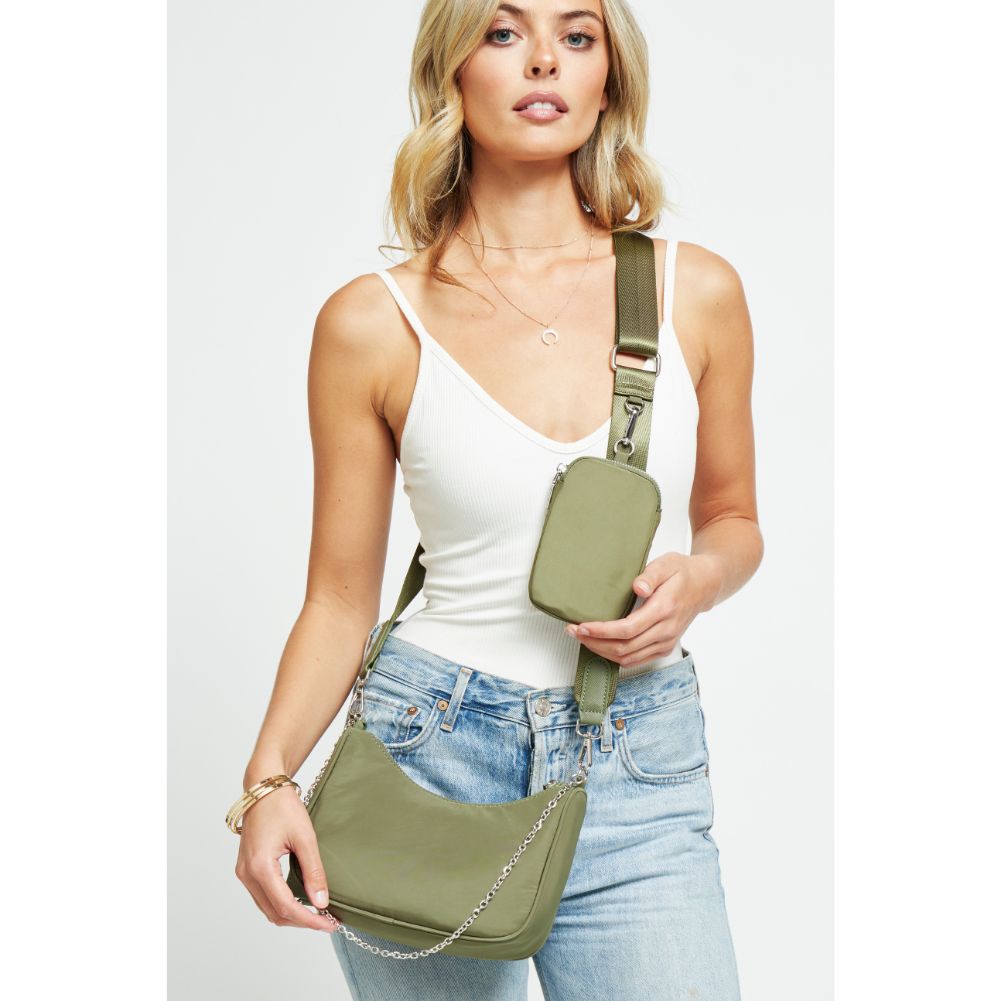 Woman wearing Olive Urban Expressions Joss - Nylon Crossbody 840611176820 View 4 | Olive
