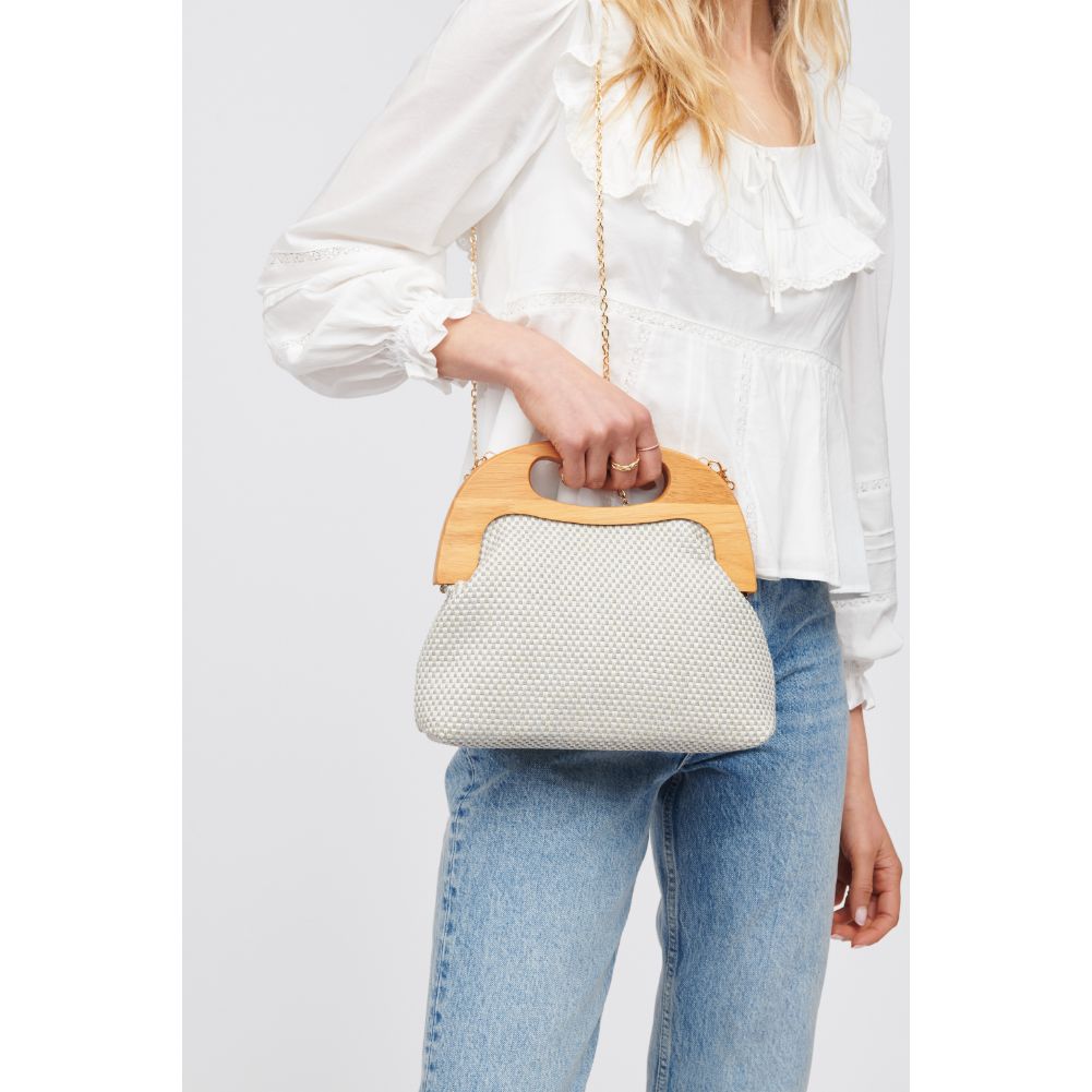 Woman wearing Dusty Blue Urban Expressions Java Clutch 840611100399 View 1 | Dusty Blue