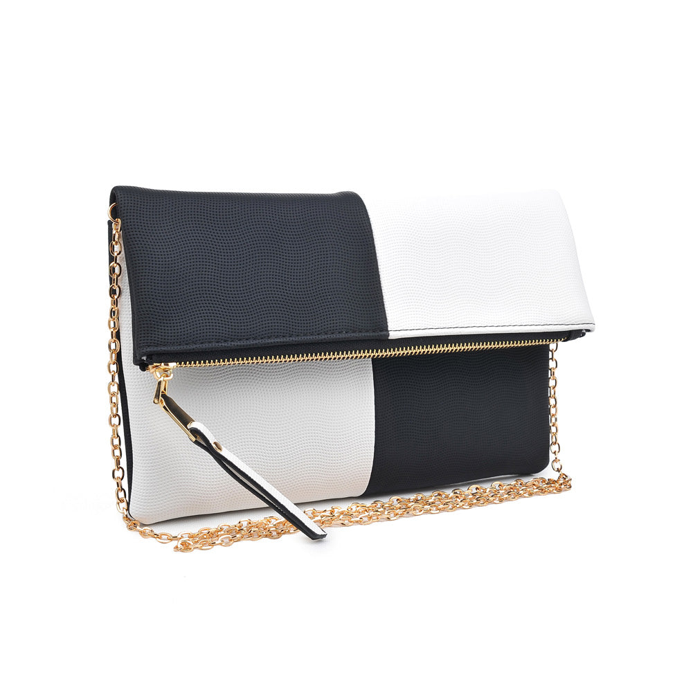Woman wearing Black White Urban Expressions Soraya Clutch NA-840611146762 View 6 | Black White