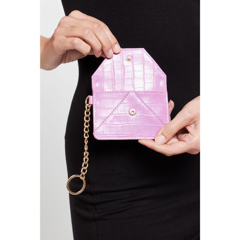 Woman wearing Lilac Urban Expressions Gia - Croco Card Holder 840611181800 View 2 | Lilac