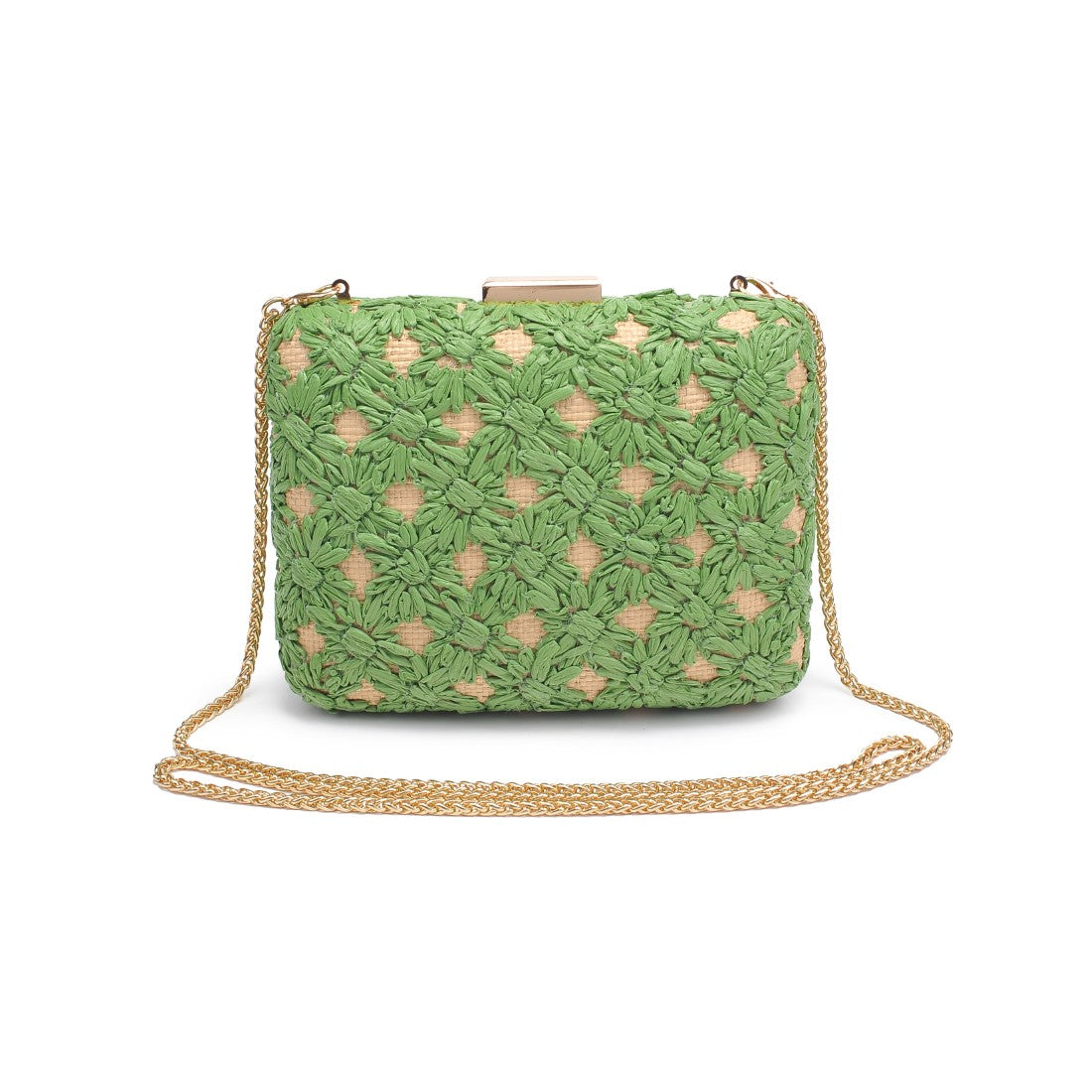 Woman wearing Green Natural Urban Expressions Samantha Evening Bag 840611149350 View 7 | Green Natural