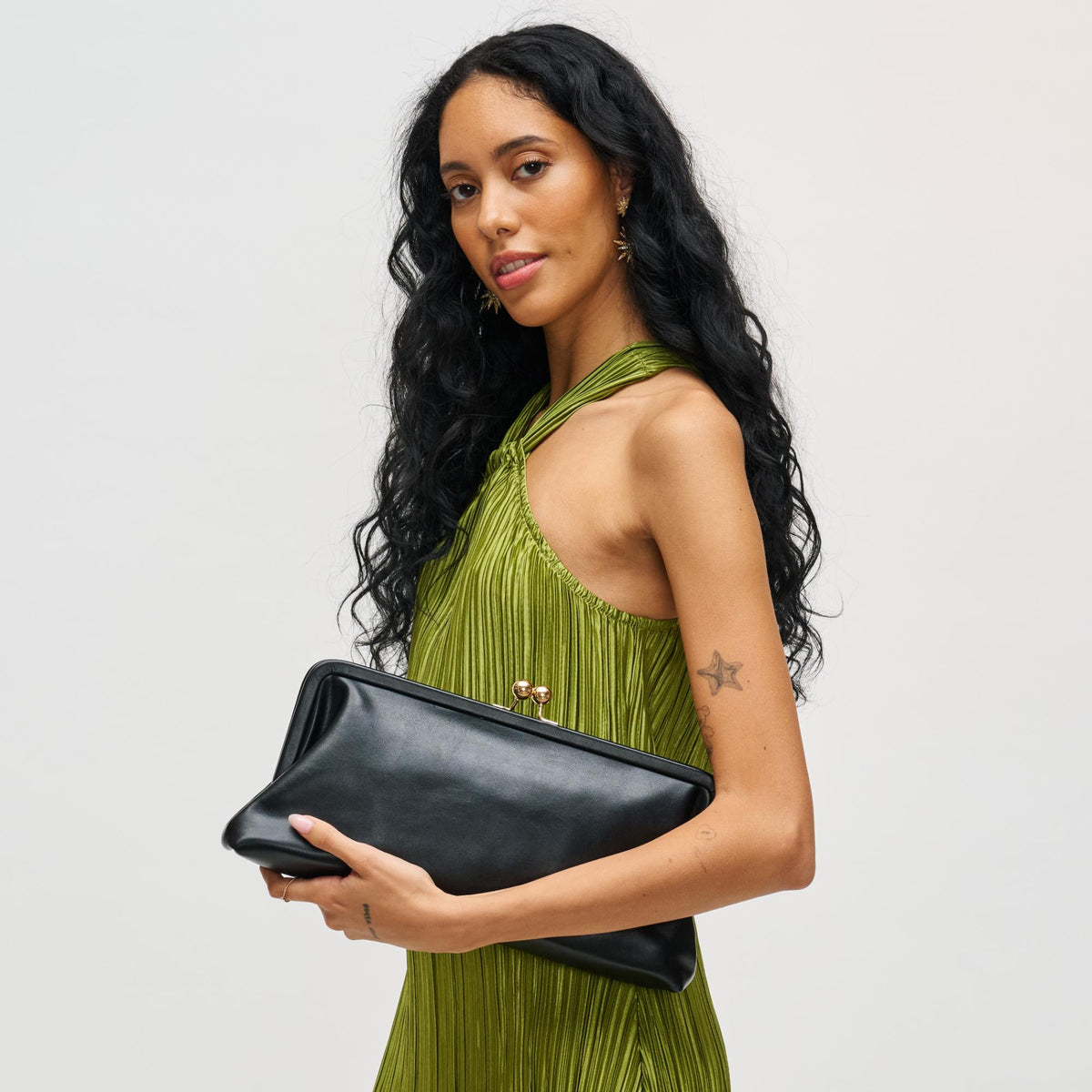 Woman wearing Black Urban Expressions Kristin Clutch 840611198419 View 4 | Black
