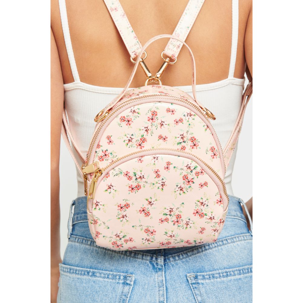 Woman wearing Ballet Urban Expressions Nichole Floral Backpack 840611181183 View 2 | Ballet