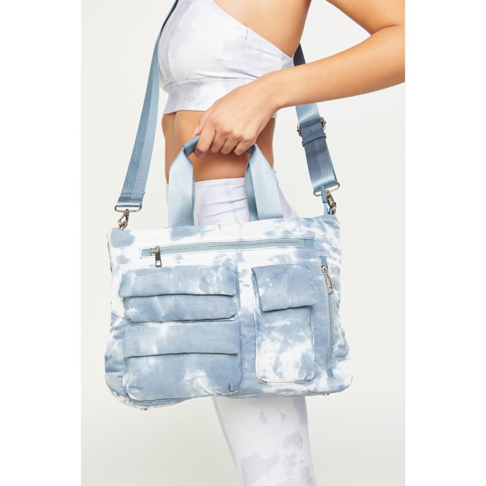 Woman wearing Slate Cloud Urban Expressions Aria Messenger 840611182074 View 2 | Slate Cloud