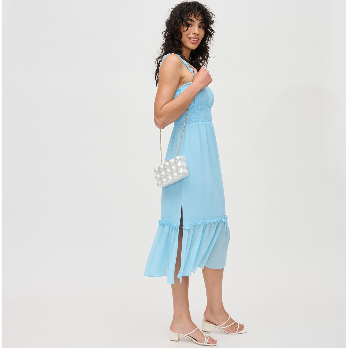 Woman wearing Ivory Urban Expressions Waverly Evening Bag 840611132697 View 2 | Ivory