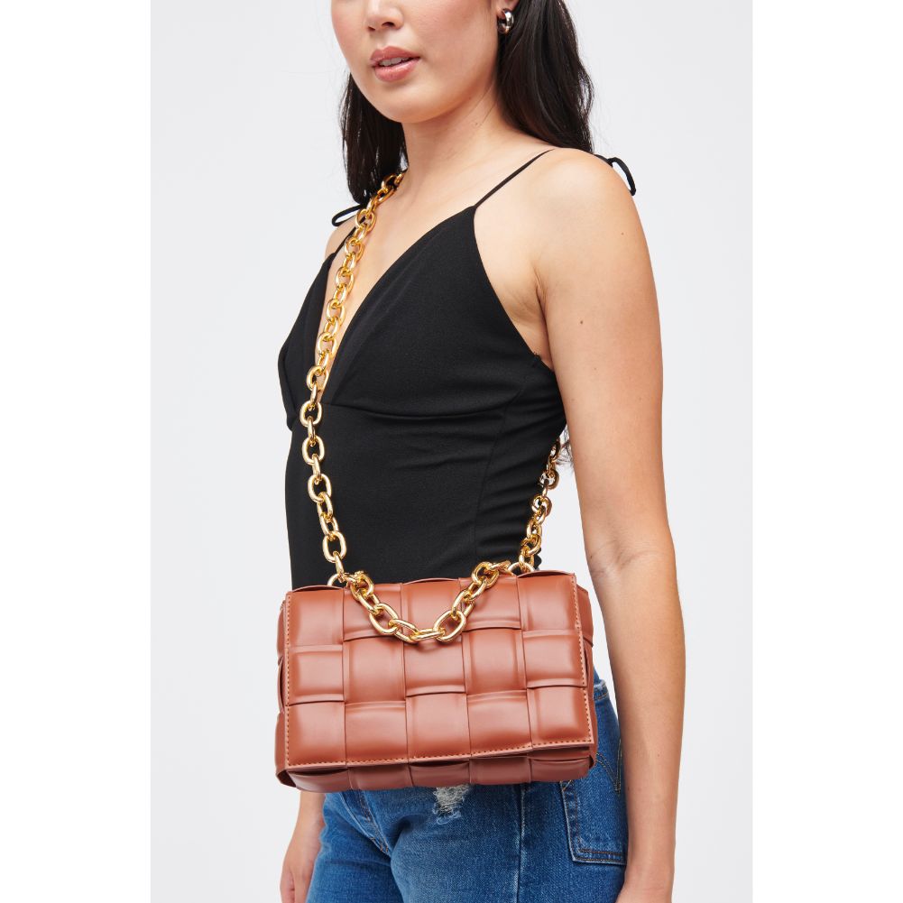 Woman wearing Cognac Urban Expressions Ines Crossbody 840611185457 View 1 | Cognac