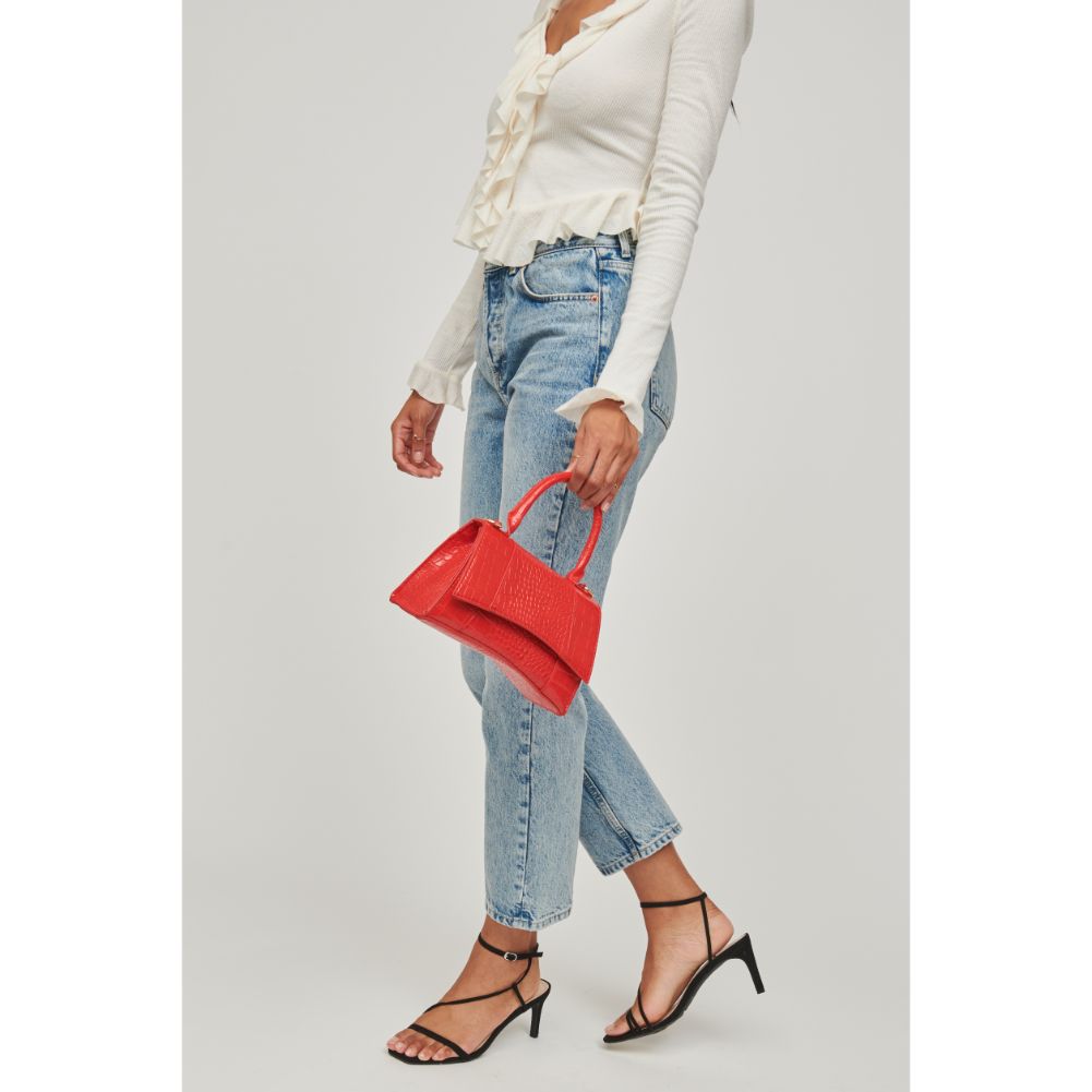 Woman wearing Red Urban Expressions Lucas - Croco Crossbody 840611104991 View 2 | Red