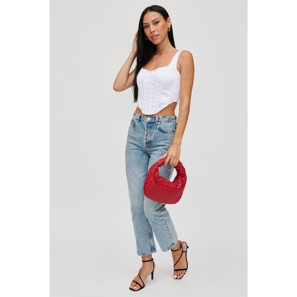 Woman wearing Red Urban Expressions Tracy - Woven Clutch 840611116253 View 4 | Red