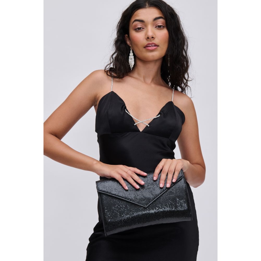 Woman wearing Black Urban Expressions Riva Clutch 840611114532 View 1 | Black