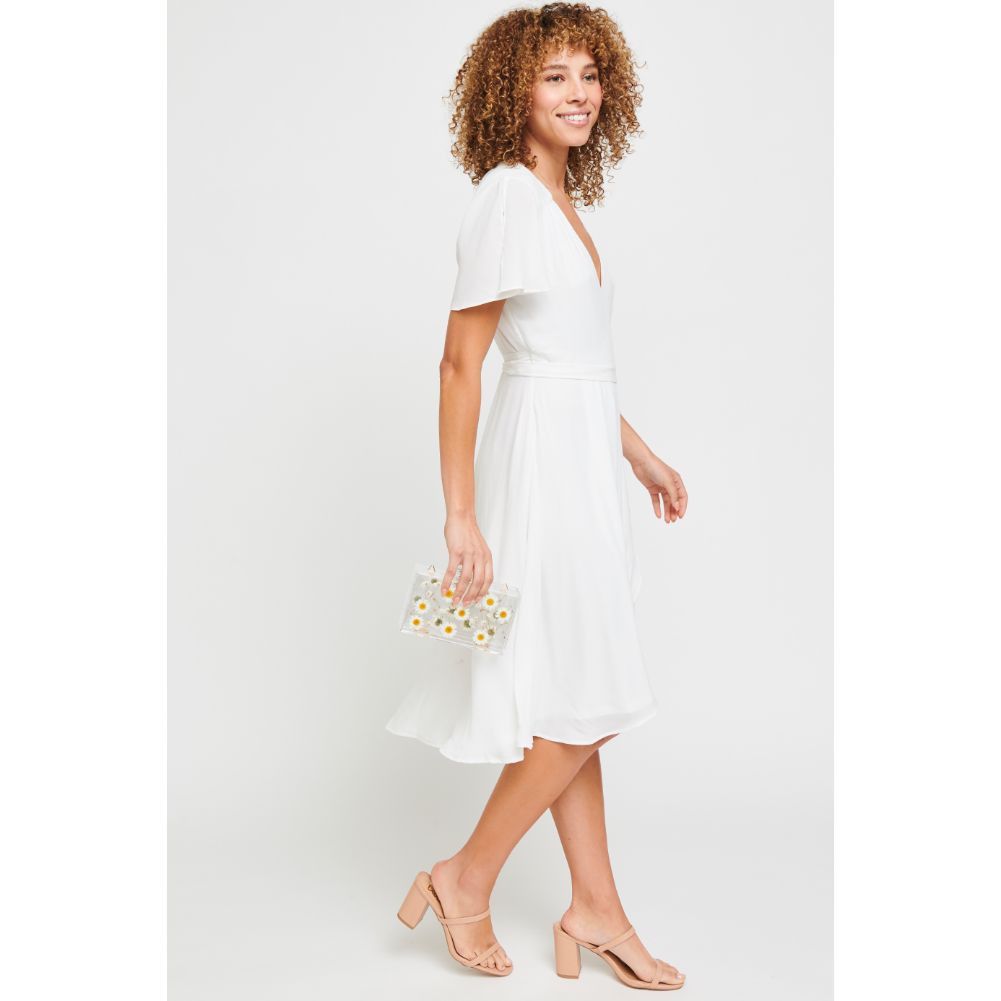 Woman wearing White Urban Expressions Fiore Evening Bag 840611180384 View 4 | White