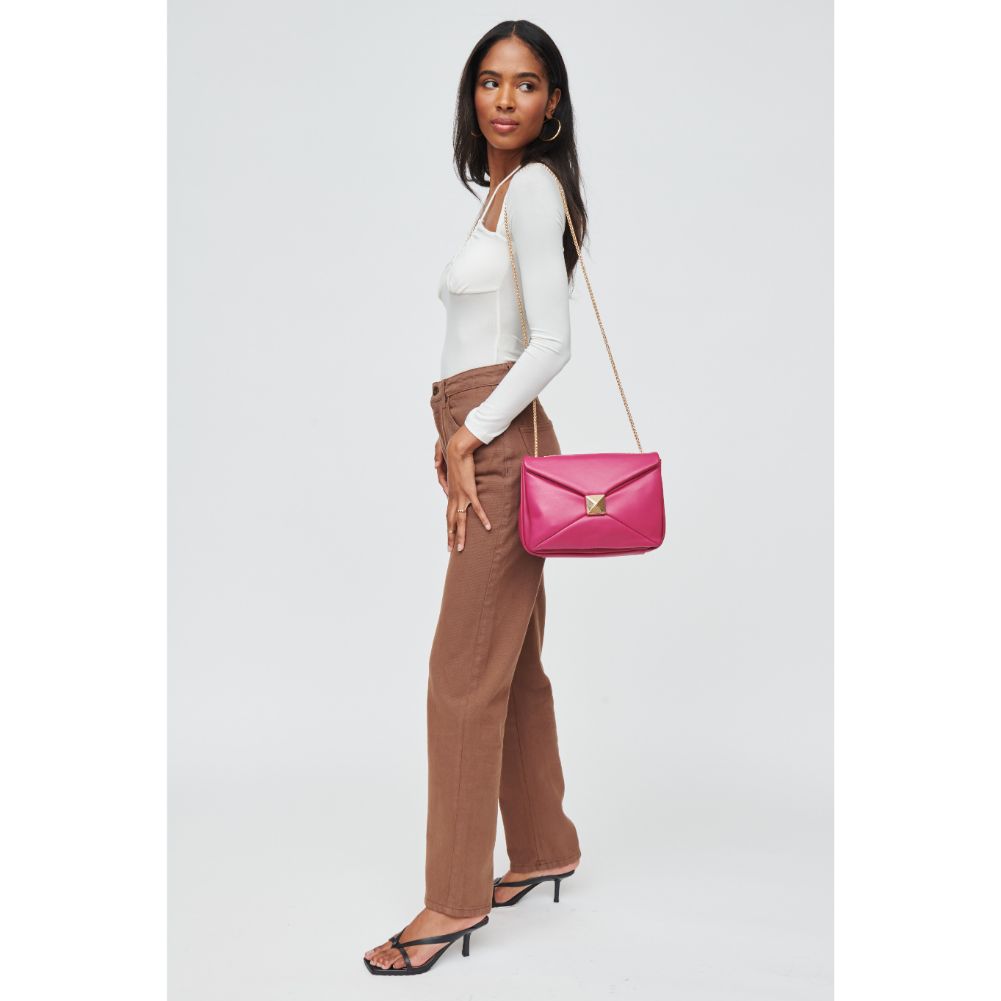 Woman wearing Magenta Urban Expressions Ribbon Crossbody 840611102812 View 2 | Magenta