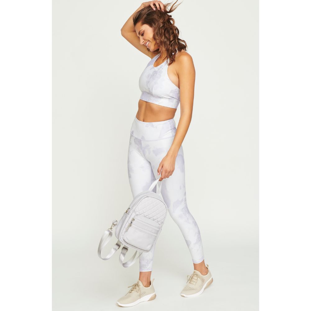 Woman wearing Grey Urban Expressions Brynlee Sling Backpack 840611180469 View 2 | Grey