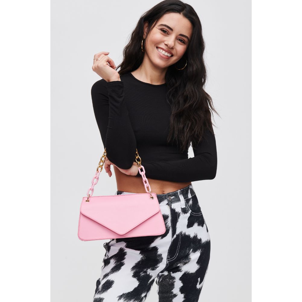 Woman wearing Bubblegum Urban Expressions Lisette Crossbody 840611118271 View 1 | Bubblegum
