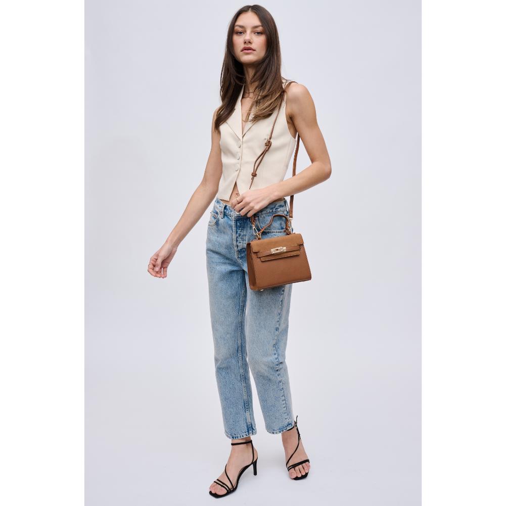 Woman wearing Tan Urban Expressions Mayfair Crossbody 840611121585 View 2 | Tan